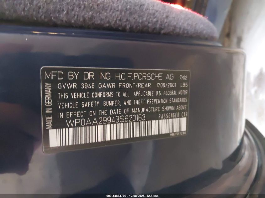 WP0AA29943S620163 2003 PORSCHE 911 photo no. 9
