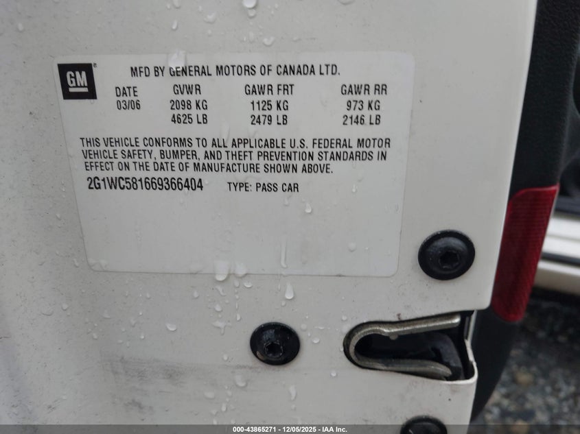 2G1WC581669366404 2006 CHEVROLET IMPALA photo no. 9