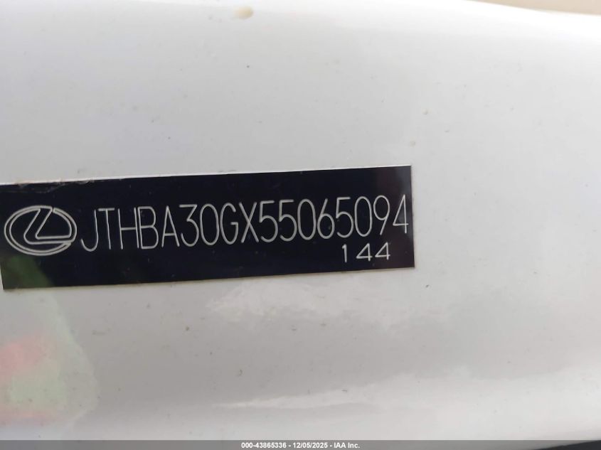 2005 Lexus Es 330 VIN: JTHBA30GX55065094 Lot: 43865336