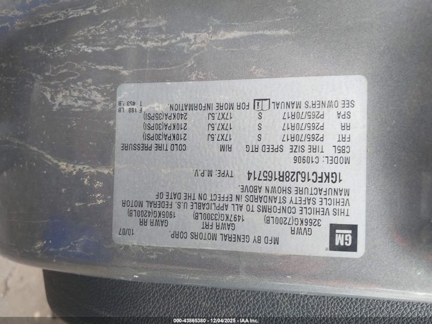 2008 GMC Yukon Xl 1500 Slt VIN: 1GKFC16J28R165714 Lot: 43865380