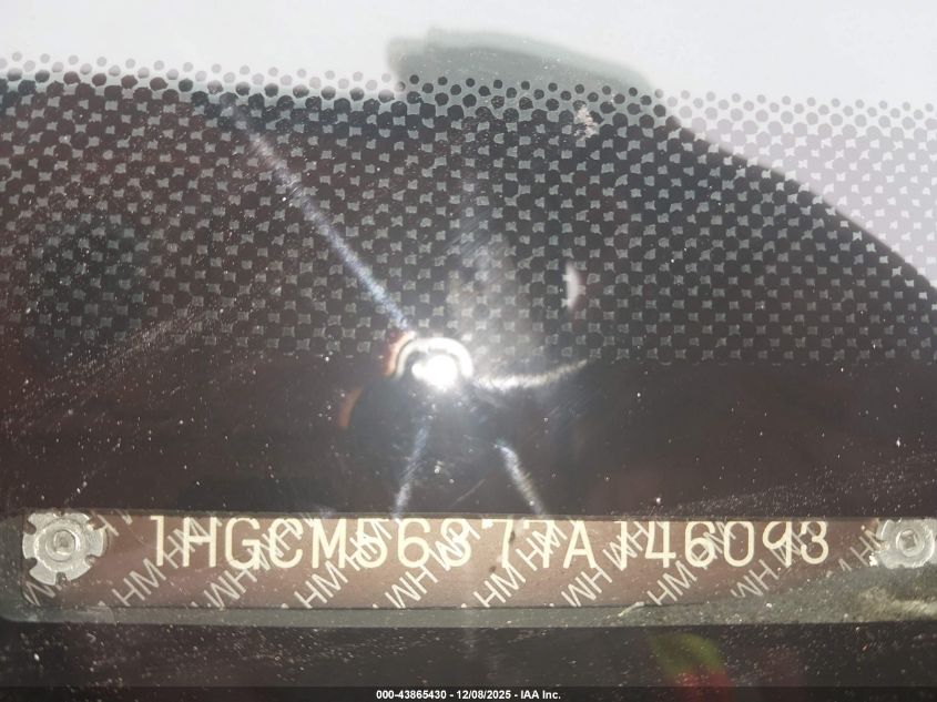 2007 Honda Accord 2.4 Se VIN: 1HGCM56377A146093 Lot: 43865430