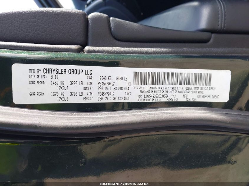 2011 Jeep Grand Cherokee Laredo VIN: 1J4RR4GG5BC534534 Lot: 43865470