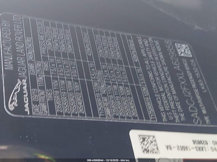 2020 Jaguar F-Pace Premium P250 Awd Automatic VIN: SADCJ2FXXLA629858 Lot: 43865544