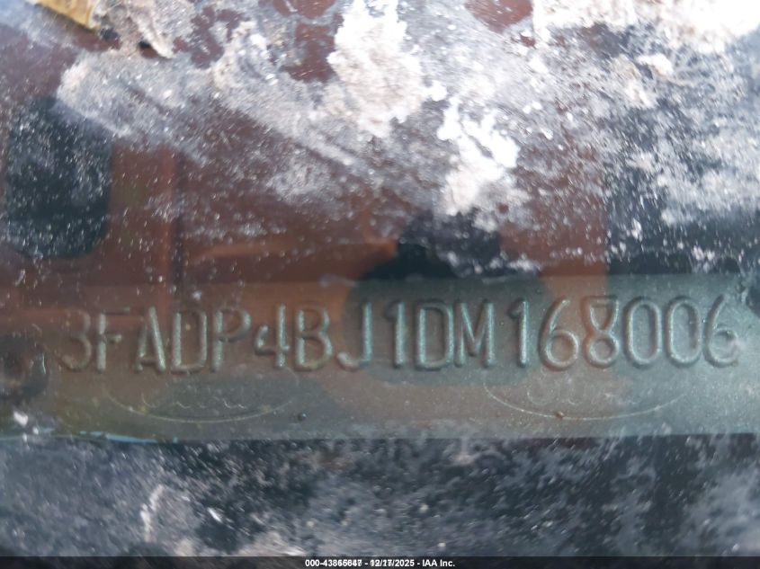 2013 Ford Fiesta Se VIN: 3FADP4BJ1DM168006 Lot: 43865647