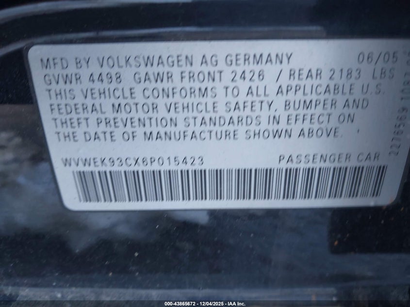 WVWEK93CX6P015423 2006 VOLKSWAGEN PASSAT photo no. 9