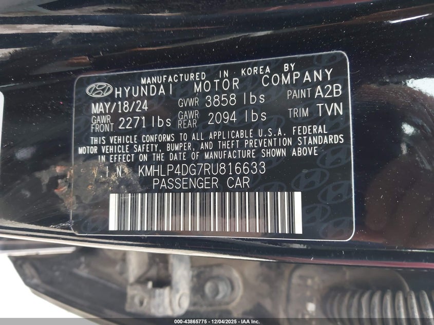 KMHLP4DG7RU816633 2024 HYUNDAI ELANTRA photo no. 9