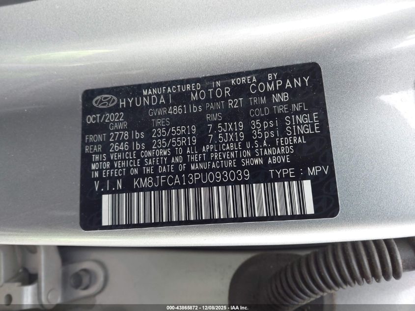 2023 Hyundai Tucson Hybrid Sel Convenience VIN: KM8JFCA13PU093039 Lot: 43865872