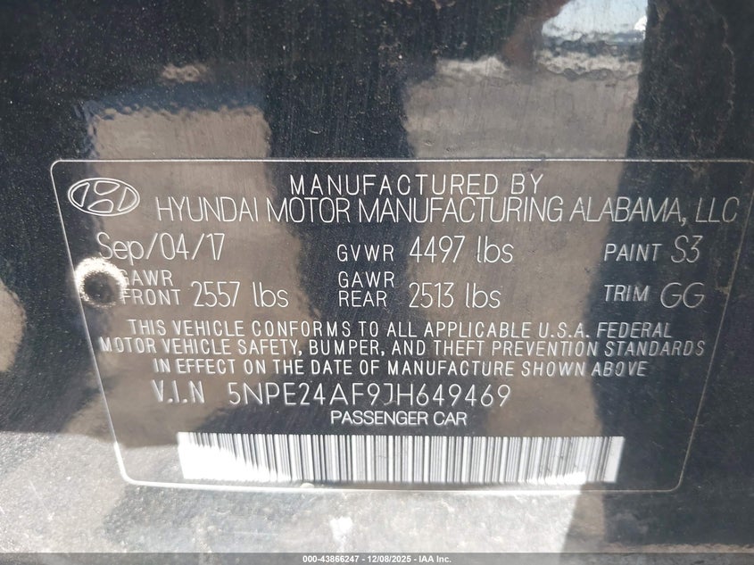 5NPE24AF9JH649469 2018 HYUNDAI SONATA photo no. 9