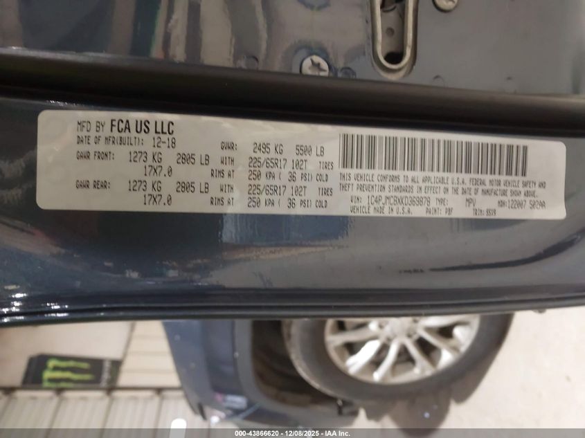 2019 Jeep Cherokee Latitude 4X4 VIN: 1C4PJMCBXKD369878 Lot: 43866620