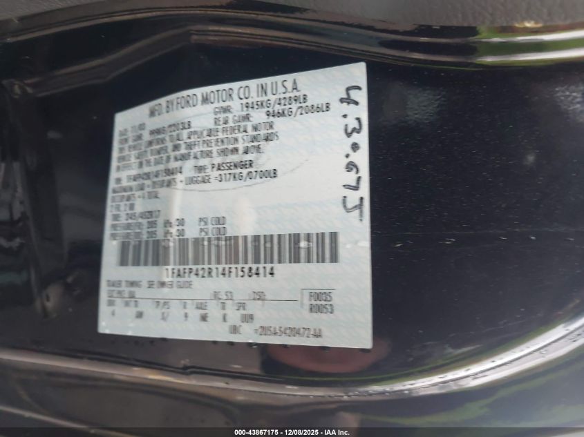 2004 Ford Mustang Mach 1 VIN: 1FAFP42R14F158414 Lot: 43867175