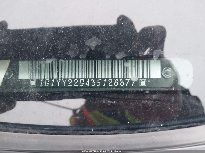 2003 Chevrolet Corvette VIN: 1G1YY22G435126377 Lot: 43867198