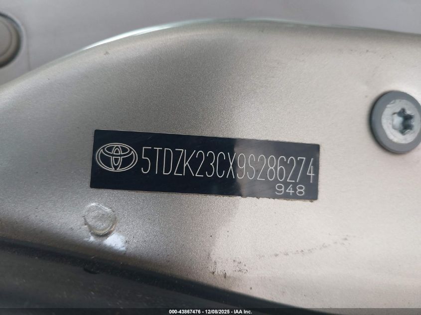 2009 Toyota Sienna Le VIN: 5TDZK23CX9S286274 Lot: 43867476