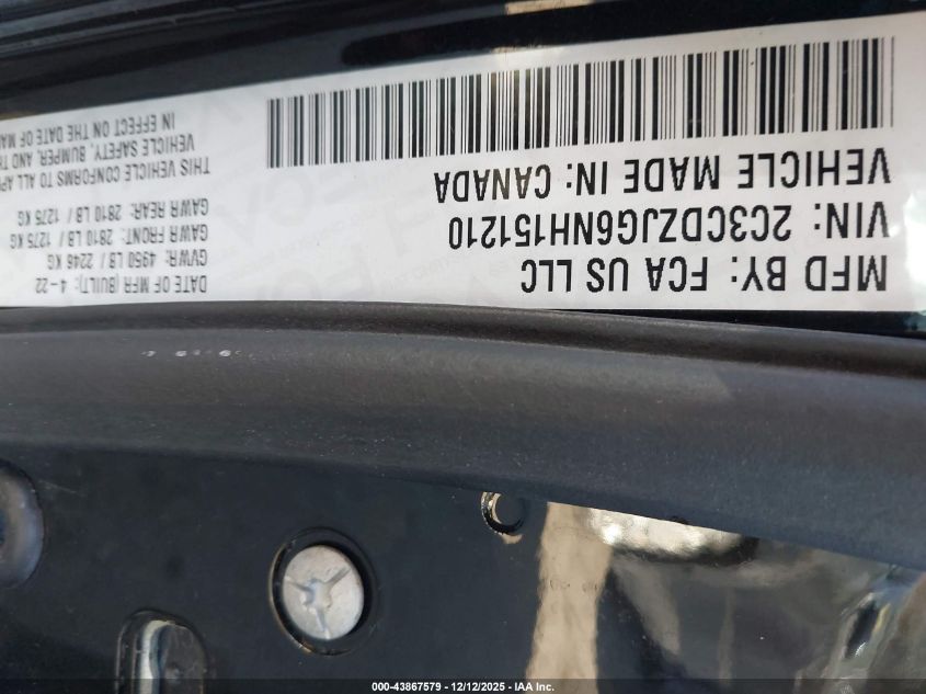 2022 Dodge Challenger Gt VIN: 2C3CDZJG6NH151210 Lot: 43867579