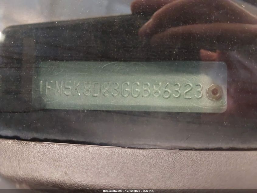 2016 Ford Explorer Xlt VIN: 1FM5K8D83GGB86323 Lot: 43867590