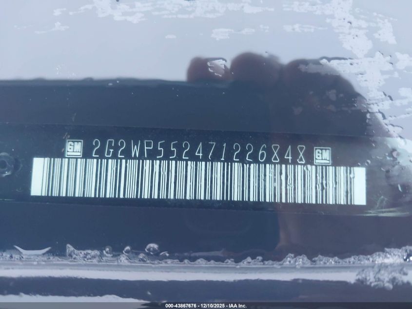 2007 Pontiac Grand Prix VIN: 2G2WP552471226848 Lot: 43867676
