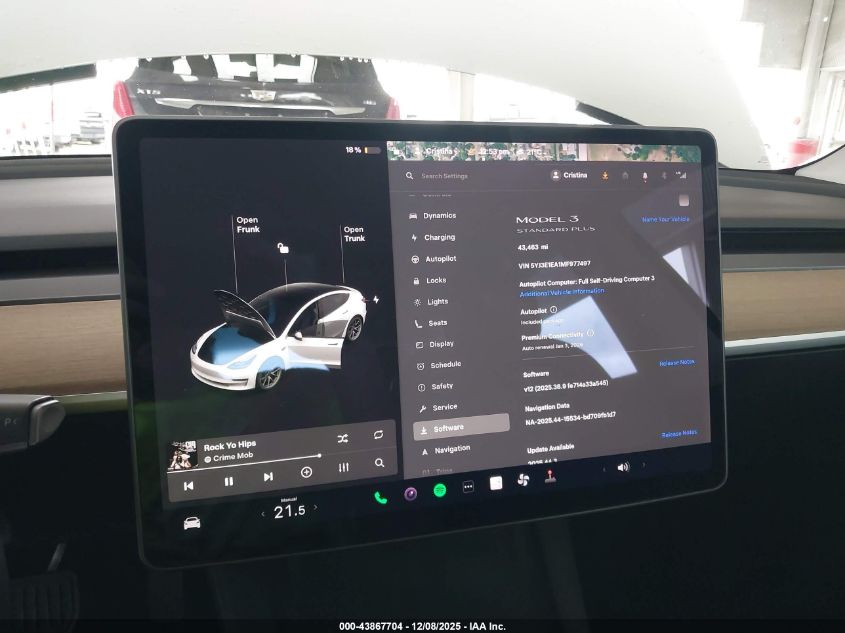 2021 Tesla Model 3 Standard Range Plus Rear-Wheel Drive VIN: 5YJ3E1EA1MF977497 Lot: 43867704