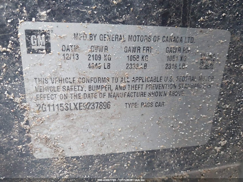 2G1115SLXE9237896 2014 CHEVROLET IMPALA photo no. 9