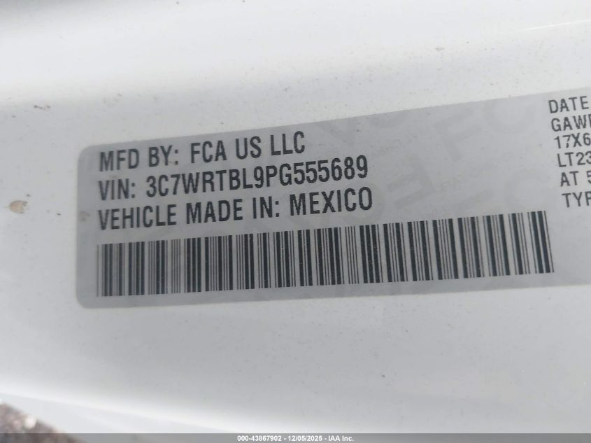 2023 Ram 3500 Chassis Tradesman/Slt VIN: 3C7WRTBL0PG555689 Lot: 43867902