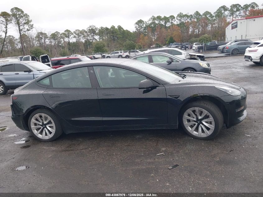 2022 Tesla Model 3 Long Range Dual Motor All-Wheel Drive VIN: 5YJ3E1EB9NF186967 Lot: 43867976