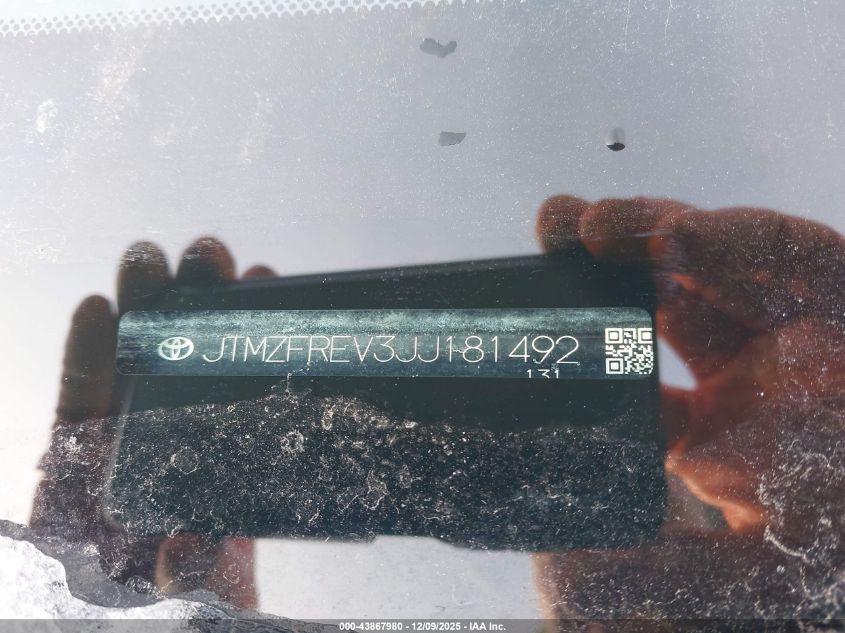 2018 Toyota Rav4 Le VIN: JTMZFREV3JJ181492 Lot: 43867980