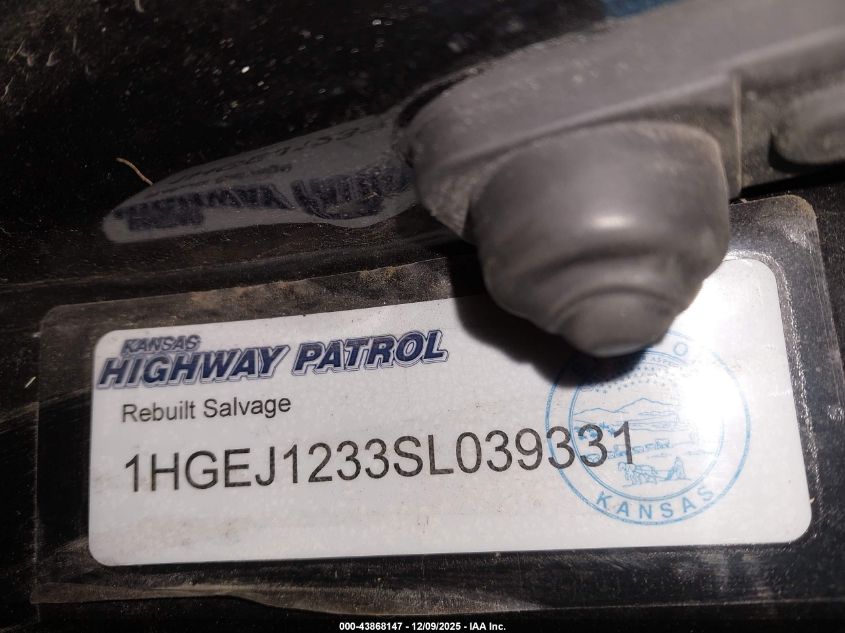 1995 Honda Civic Ex VIN: 1HGEJ1233SL039331 Lot: 43868147