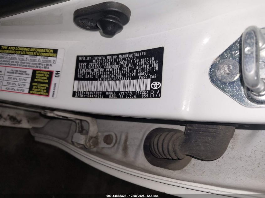 2014 Toyota Corolla S Plus VIN: 5YFBURHE8EP053222 Lot: 43868328