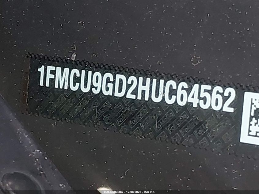 2017 Ford Escape Se VIN: 1FMCU9GD2HUC64562 Lot: 43868387