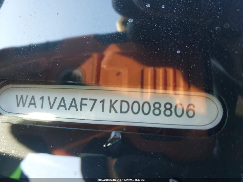 2019 Audi Q7 55 Premium VIN: WA1VAAF71KD008806 Lot: 43868416