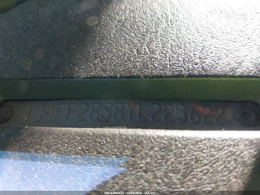 2000 Jeep Cherokee Se VIN: 1J4FF28S8YL225622 Lot: 43868432