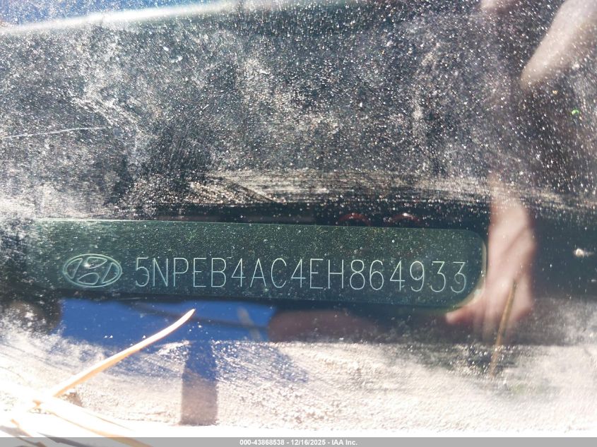 2014 Hyundai Sonata Gls VIN: 5NPEB4AC4EH864933 Lot: 43868538
