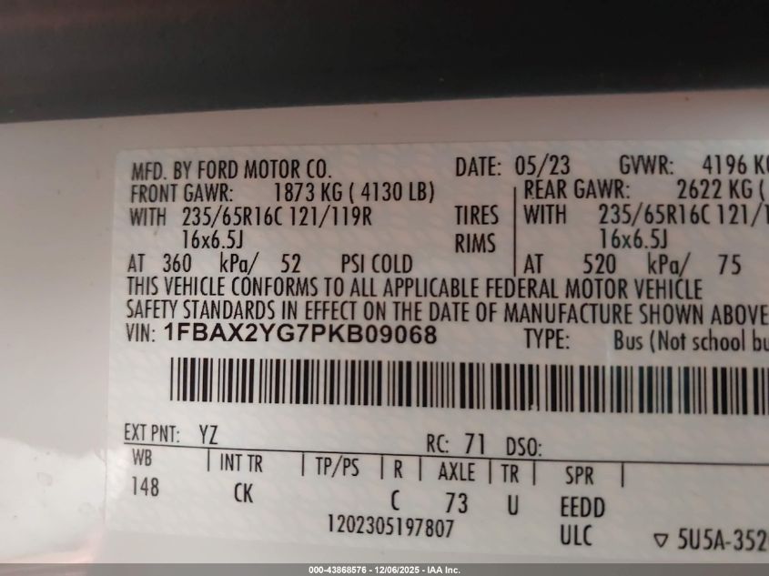2023 Ford Transit-350 - 1FBAX2YG7PKB09068