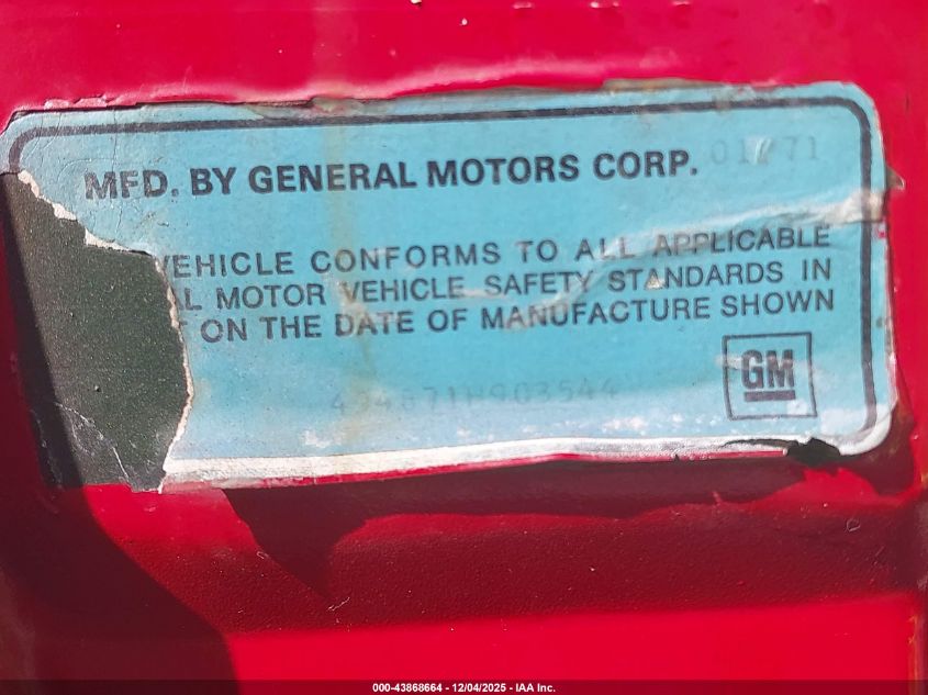 1971 Buick Riviera VIN: 494871H903544 Lot: 43868664