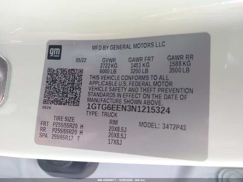 2022 GMC Canyon 4Wd Short Box Denali VIN: 1GTG6EEN3N1215324 Lot: 43868971