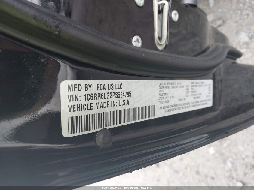 2023 Ram 1500 Classic Slt 4X2 5'7 Box VIN: 1C6RR6LG2PS564795 Lot: 43869195