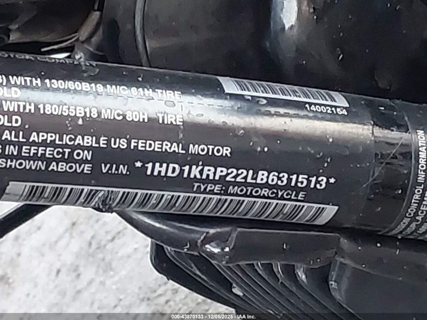 2020 Harley-Davidson Flhxs VIN: 1HD1KRP22LB631513 Lot: 43870133