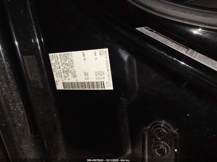 2021 Nissan Altima S Fwd VIN: 1N4BL4BV5MN393427 Lot: 43870243