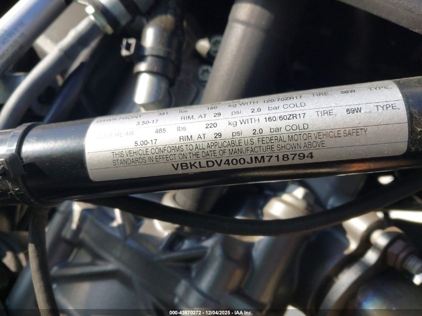 2018 Ktm 690 Duke VIN: VBKLDV400JM718794 Lot: 43870272