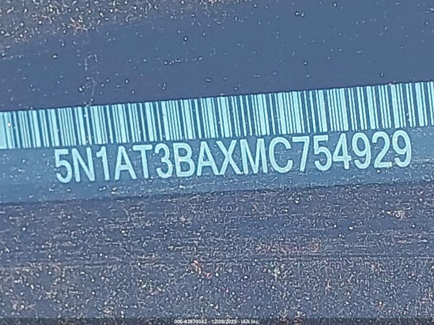 2021 Nissan Rogue Sv Fwd VIN: 5N1AT3BAXMC754929 Lot: 43870342