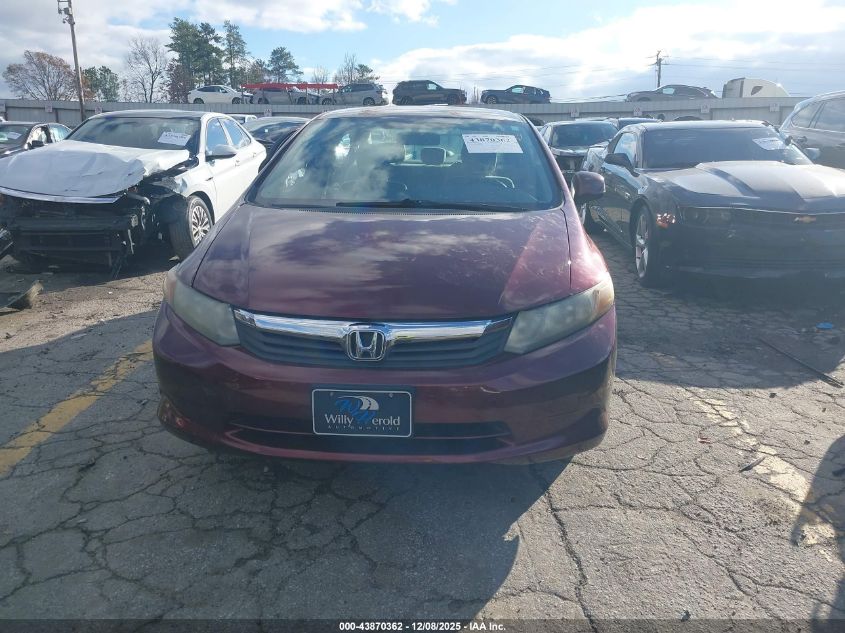 2012 Honda Civic Lx VIN: 2HGFB2F50CH572464 Lot: 43870362