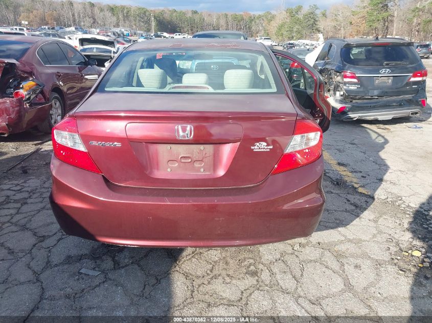 2012 Honda Civic Lx VIN: 2HGFB2F50CH572464 Lot: 43870362