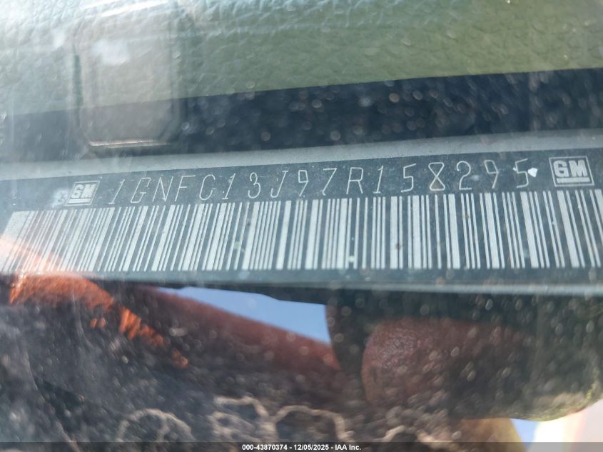 2007 Chevrolet Tahoe Lt VIN: 1GNFC13J97R158295 Lot: 43870374