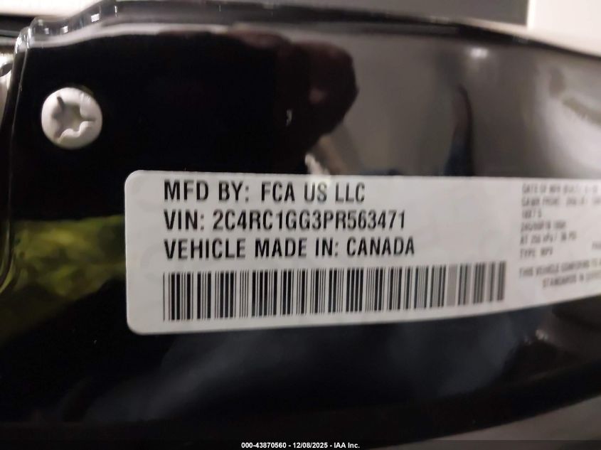 2023 Chrysler Pacifica Limited VIN: 2C4RC1GG3PR563471 Lot: 43870560