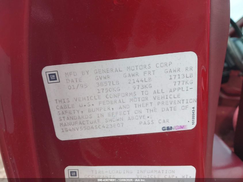 1995 Buick Skylark Gran Sport/Custom/Limited VIN: 1G4NV55D4SC423807 Lot: 43870891