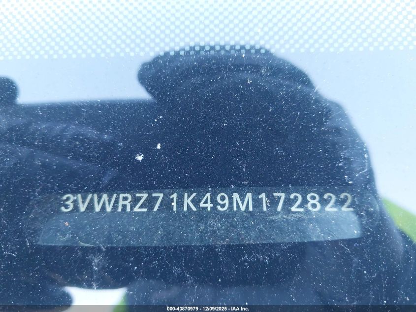 2009 Volkswagen Jetta Se VIN: 3VWRZ71K49M172822 Lot: 43870979
