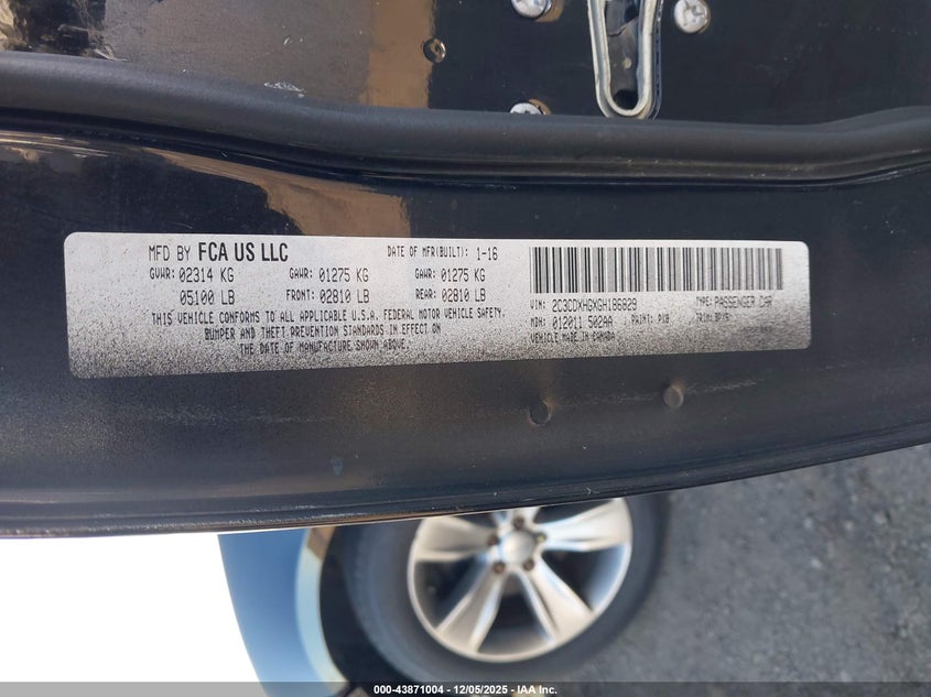 2C3CDXHGXGH186829 2016 DODGE CHARGER photo no. 9