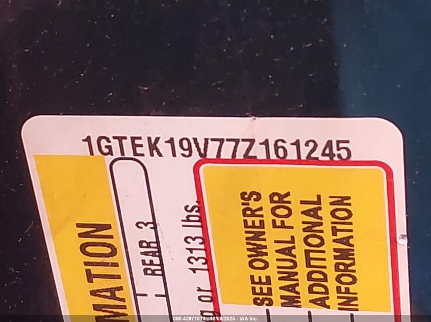 2007 GMC Sierra 1500 Classic Work Truck VIN: 1GTEK19V77Z161245 Lot: 43871013
