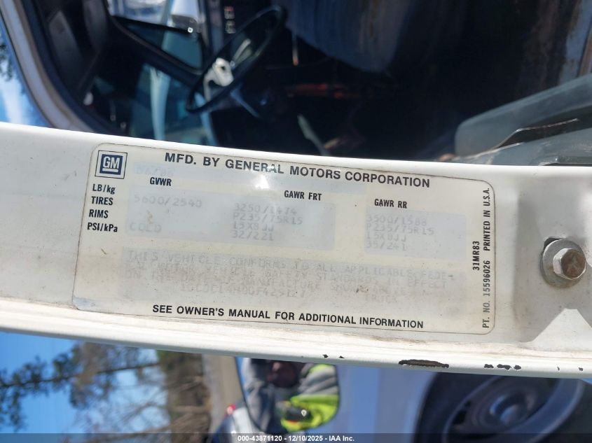 1986 Chevrolet C10 VIN: 1GCDC14H0GF429127 Lot: 43871120