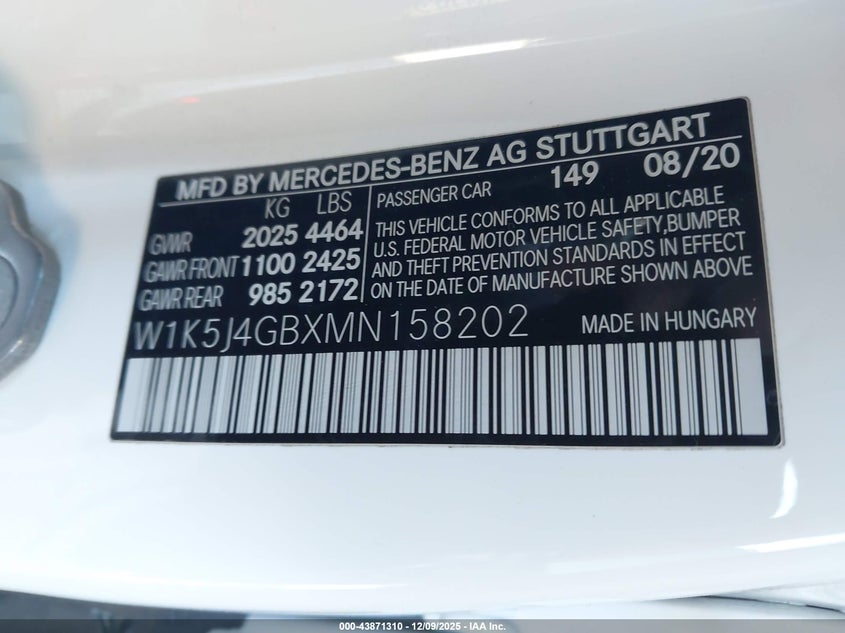 W1K5J4GBXMN158202 2021 MERCEDES-BENZ CLA-KLASSE photo no. 9
