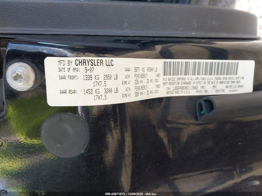 2008 Jeep Grand Cherokee Laredo VIN: 1J8GR48K08C119462 Lot: 43871872