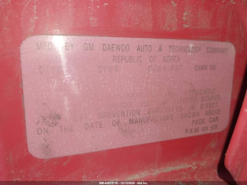 2005 Chevrolet Aveo Lt VIN: KL1TG62665B301727 Lot: 43872115